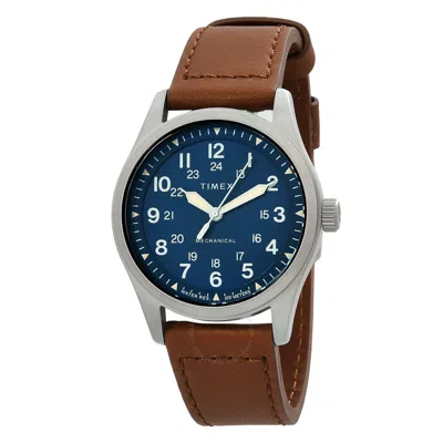 Timex Expedition North Field Hand Wind Blue Dial Men's Watch Tw2v00700 In Brown/blue/silver Tone