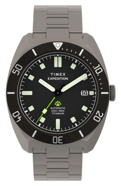 Timex ® Expedition Pioneer Titanium Automatic Bracelet Watch, 41mm In Gray
