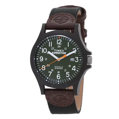Timex Expedition Quartz Green Dial Men's Watch Twf3c8430 In Black / Green