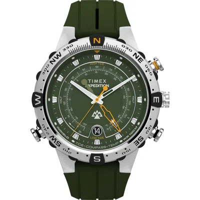 Timex ® Expedition® Tide-temp-compass Silicone Strap Watch, 45mm In Green