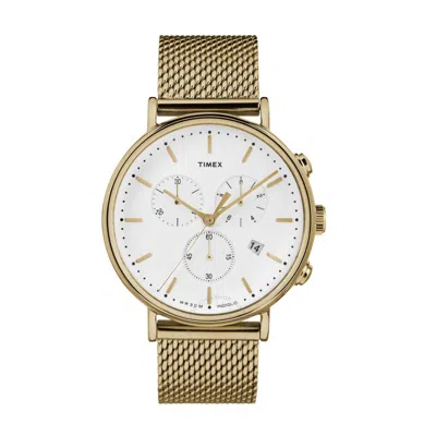 Timex Fairfield Chronograph Quartz White Dial Men's Watch Tw2r27200 In Gold / Gold Tone / White