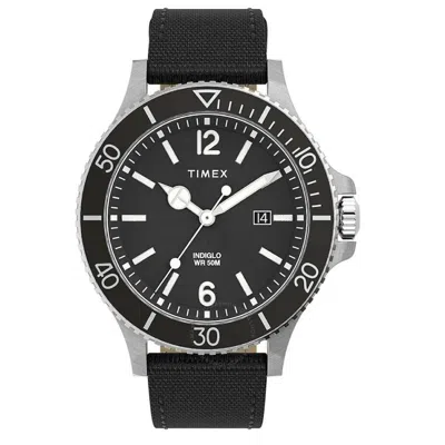 Timex Harborside Coast Quartz Black Dial Men's Watch Tw2v27000 In Silver Tone/black