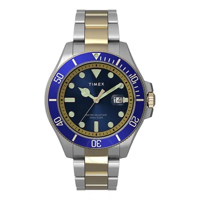 Timex Harborside Coast Quartz Blue Dial Men's Watch Tw2u71800 In Two Tone  / Blue / Gold Tone / Silver