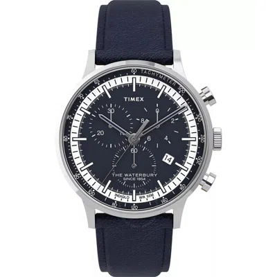 Timex Heritage Waterbury Chronograph Quartz Blue Dial Men's Watch Tw2u04700 In Blue / Grey