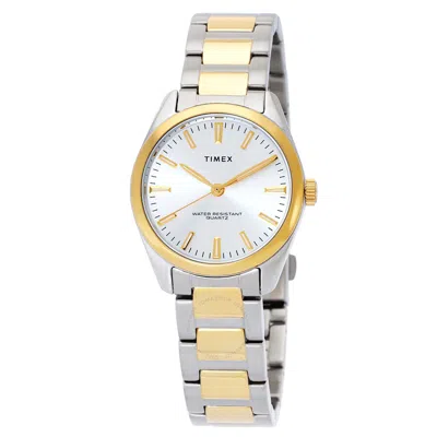 Timex Highview Quartz Silver Dial Ladies Watch Tw2v26400 In Two Tone  / Gold Tone / Silver