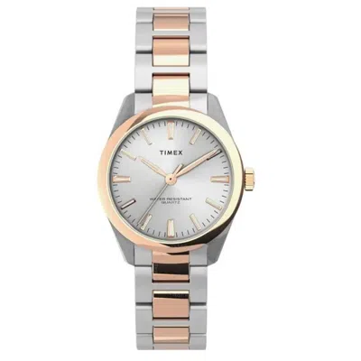 Timex Highview Quartz Silver Dial Two-tone Ladies Watch Tw2v26500 In Metallic