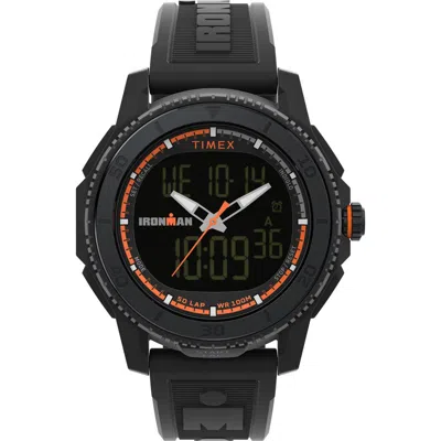 Timex ® Ironman® Adrenaline Ana-digi Synthetic Strap Watch, 46.5mm In Black