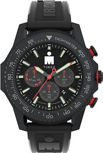 Pre-owned Timex Ironman Adrenaline Chronograph 48mm Tw2w55400 Men's Watch, Black