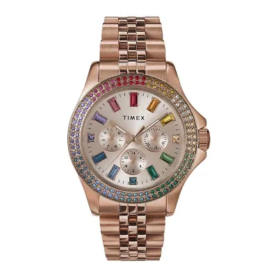 Timex Kaia Multifunction Quartz Crystal Rose Gold Dial Ladies Watch Tw2w34200 In Neutral