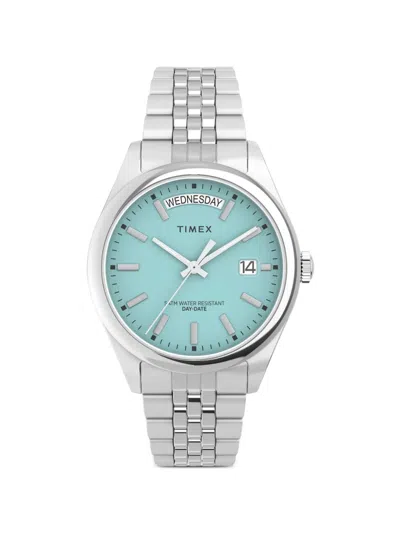 Timex Legacy Day And Date 36mm Watch In Blue