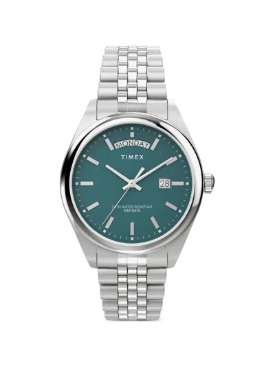 Timex Legacy Day And Date 41mm Watch In Metallic