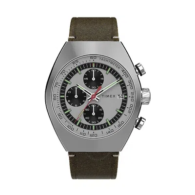 Timex Legacy Tonneau Chronograph Quartz Silver Dial Men's Watch Tw2w50100 In Gray