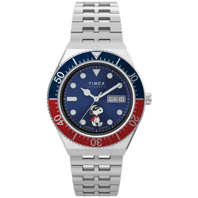 Timex M79 X Peanuts Automatic Blue Dial Men's Watch Tw2w475000 In Metallic