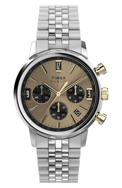 Timex ® Marlin Chronograph Bracelet Watch, 40mm In Metallic