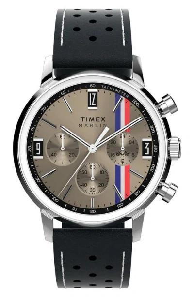 TIMEX TIMEX® MARLIN CHRONOGRAPH LEATHER STRAP WATCH, 40MM
