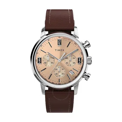 Timex Marlin Chronograph Quartz Rose Gold Dial Men's Watch Tw2w51400 In Brown