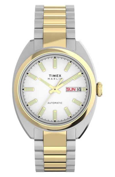 Timex ® Marlin® Draper Two-tone Automatic Bracelet Watch, 37mm In Gold