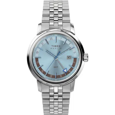 Timex ® Marlin Gmt Stainless Steel Bracelet Watch In Silver