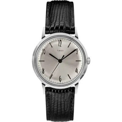 Timex Marlin Hand Wind Silver Dial Watch Tw2r47900 In Black