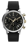 TIMEX TIMEX® MARLIN LEATHER STRAP CHRONOGRAPH WATCH, 40MM