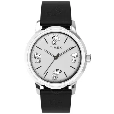 Timex Marlin X Peanuts Sketch Automatic Silver Dial Men's Watch Tw2w540000 In Black
