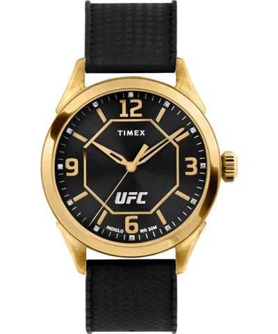 Timex Ufc Men's Quartz Athena Silicone Black Watch, 42mm In Gold Tone/black