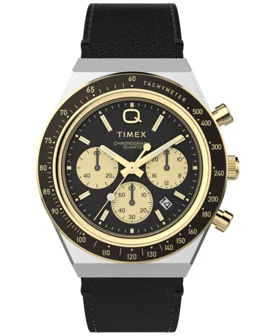 Timex Men's Analog Black Leather Strap Watch, 40mm