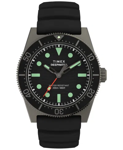 Timex Men's Analog Black Rubber Strap Watch, 41mm