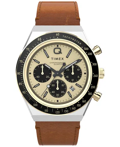 Timex Men's Analog Brown Leather Strap Watch, 40mm