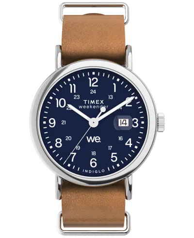Timex Men's Analog Brown Leather Strap Watch, 40mm