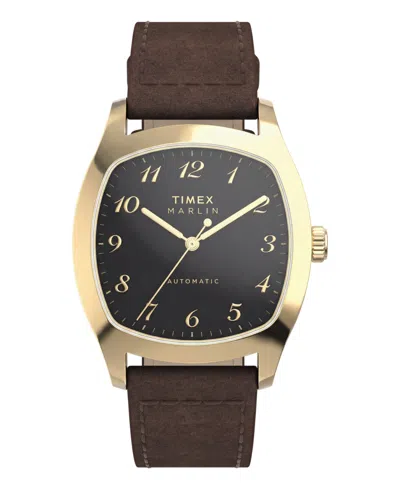 Timex Men's Automatic Brown Leather Watch 36mm