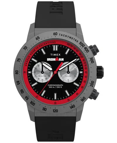 Timex Men's Chronograph Black Silicone Watch, 44mm