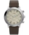 Timex Men's Chronograph Brown Leather Watch, 41mm In Brown
