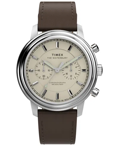 Timex Men's Chronograph Brown Leather Watch, 41mm