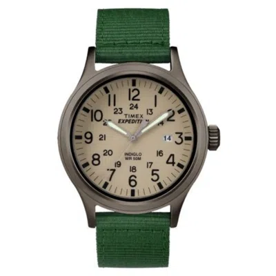 Timex Men's Expedition Scout Beige Dial Watch In Green