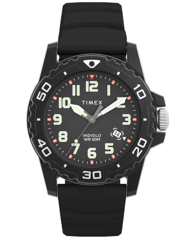 Timex Men's Main Street Quartz Black Silicone Strap 42mm Round Watch