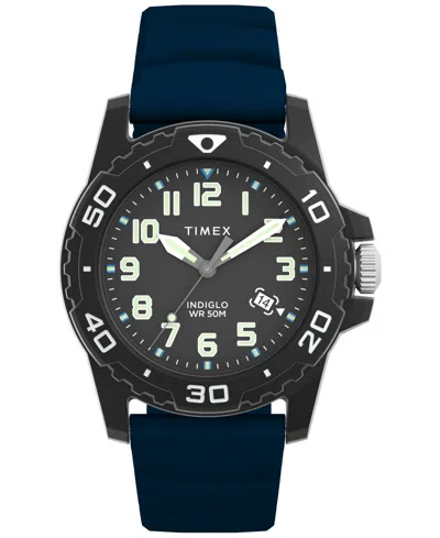 Timex Men's Main Street Quartz Blue Silicone Strap 42mm Round Watch