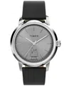 Timex Men's Mechanical Automatic Black Leather Watch, 40mm In Black