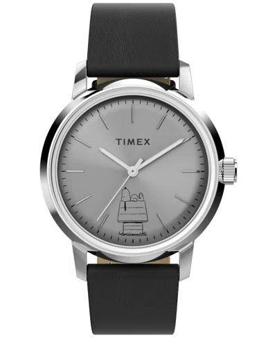Timex Men's Mechanical Automatic Black Leather Watch, 40mm