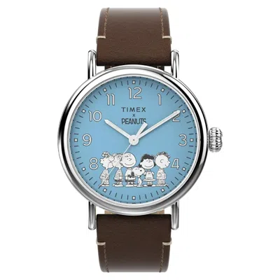 Timex Men's Peanuts Gang's All Here Blue Dial Watch In Brown