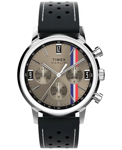 Timex Men's Quartz Analog Black Leather Watch, 40mm