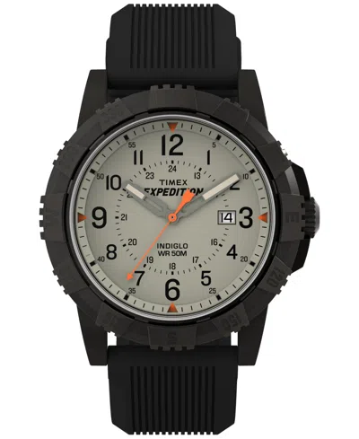 Timex Men's Quartz Analog Black Silicone Watch, 45mm