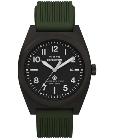 TIMEX MEN'S QUARTZ ANALOG GREEN SILICONE WATCH, 39MM