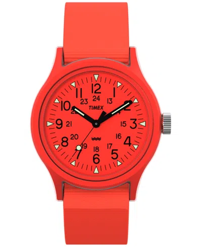 TIMEX MEN'S QUARTZ ANALOG ORANGE NYLON WATCH, 36MM