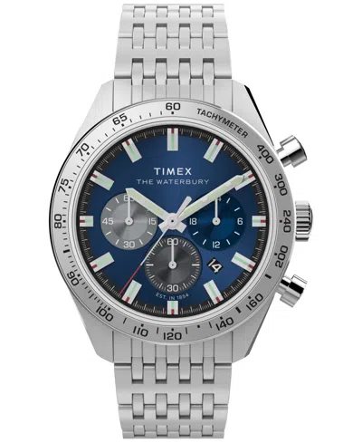 TIMEX MEN'S QUARTZ ANALOG SILVER-TONE STAINLESS STEEL WATCH, 41MM