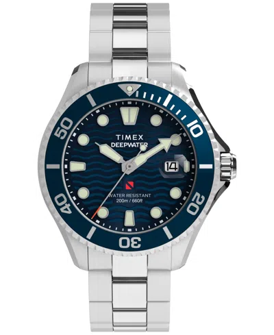 Timex Men's Quartz Analog Silver-tone Stainless Steel Watch, 44mm In Black