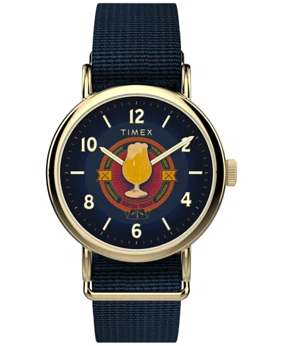 Timex Men's Quartz Analog Weekender Butterbeer Blue Fabric Strap Watch 40mm