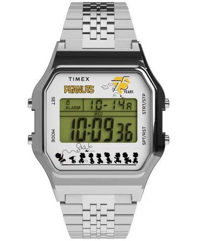 Timex Men's Quartz Digital Silver-tone Stainless Steel Watch, 34mm
