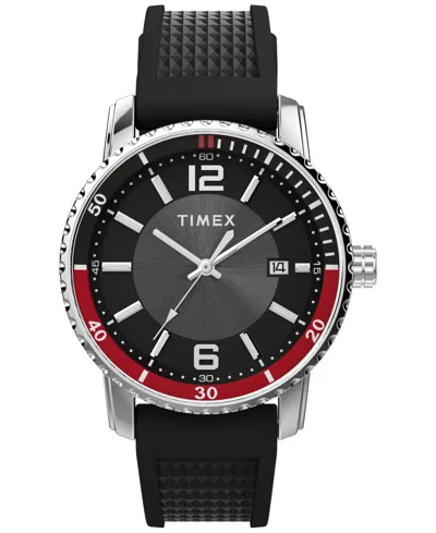 Timex Men's Quartz Dress Analog Black Silicone Strap 41mm Round Watch