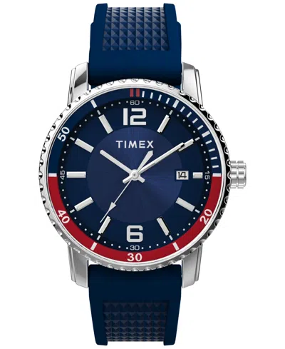 Timex Men's Quartz Dress Analog Blue Silicone Strap 41mm Round Watch